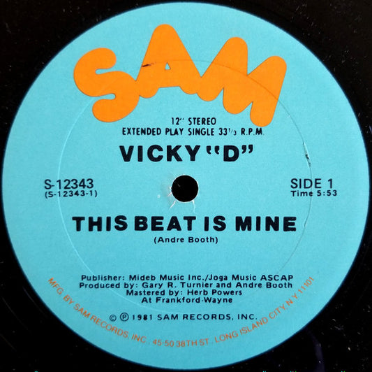 Disco de Vinil - Vicky "D" - This Beat Is Mine (12", Single) VG+