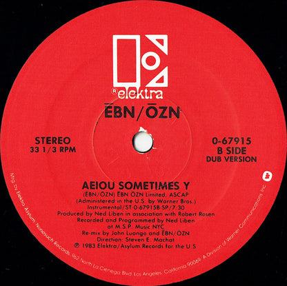 Disco de Vinil - Ēbn-Ōzn - AEIOU Sometimes Y (12", Single) VG