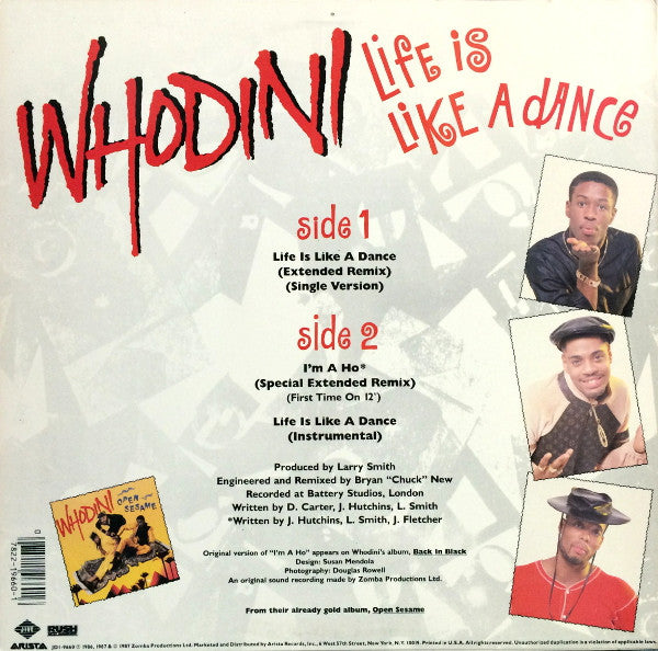 Disco de Vinil: Whodini - Life Is Like A Dance / I'm A Ho 12", Pic