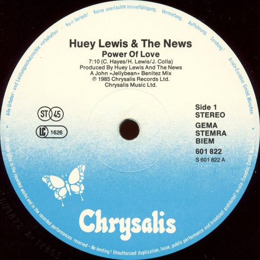 Disco de Vinil - Huey Lewis And The News* - Power Of Love (12", Single, Promo) VG+