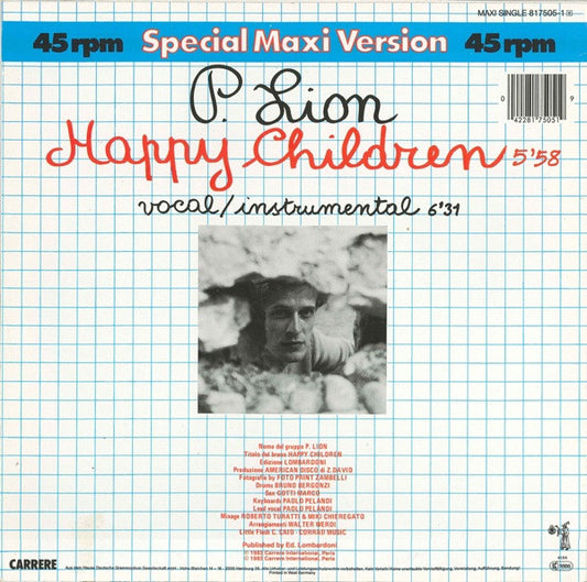 Disco de Vinil - P. Lion - Happy Children (12", Maxi) VG