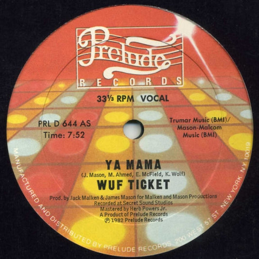 Disco de Vinil - Wuf Ticket - Ya Mama (12", Promo) VG